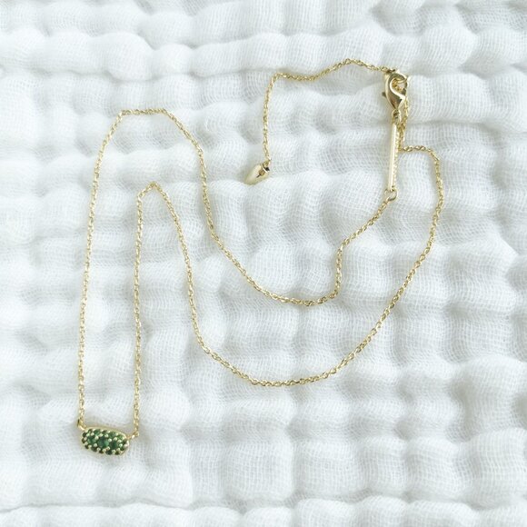 Kendra Scott Green Grayson Crystal Pendant Necklace Gold - Picture 3 of 4